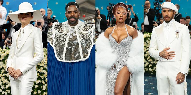 Zendaya makulátlan fehér Louis Vuitton öltönye a 2025-ös Met-gálán, a modern maszkulin elegancia jegyében.
